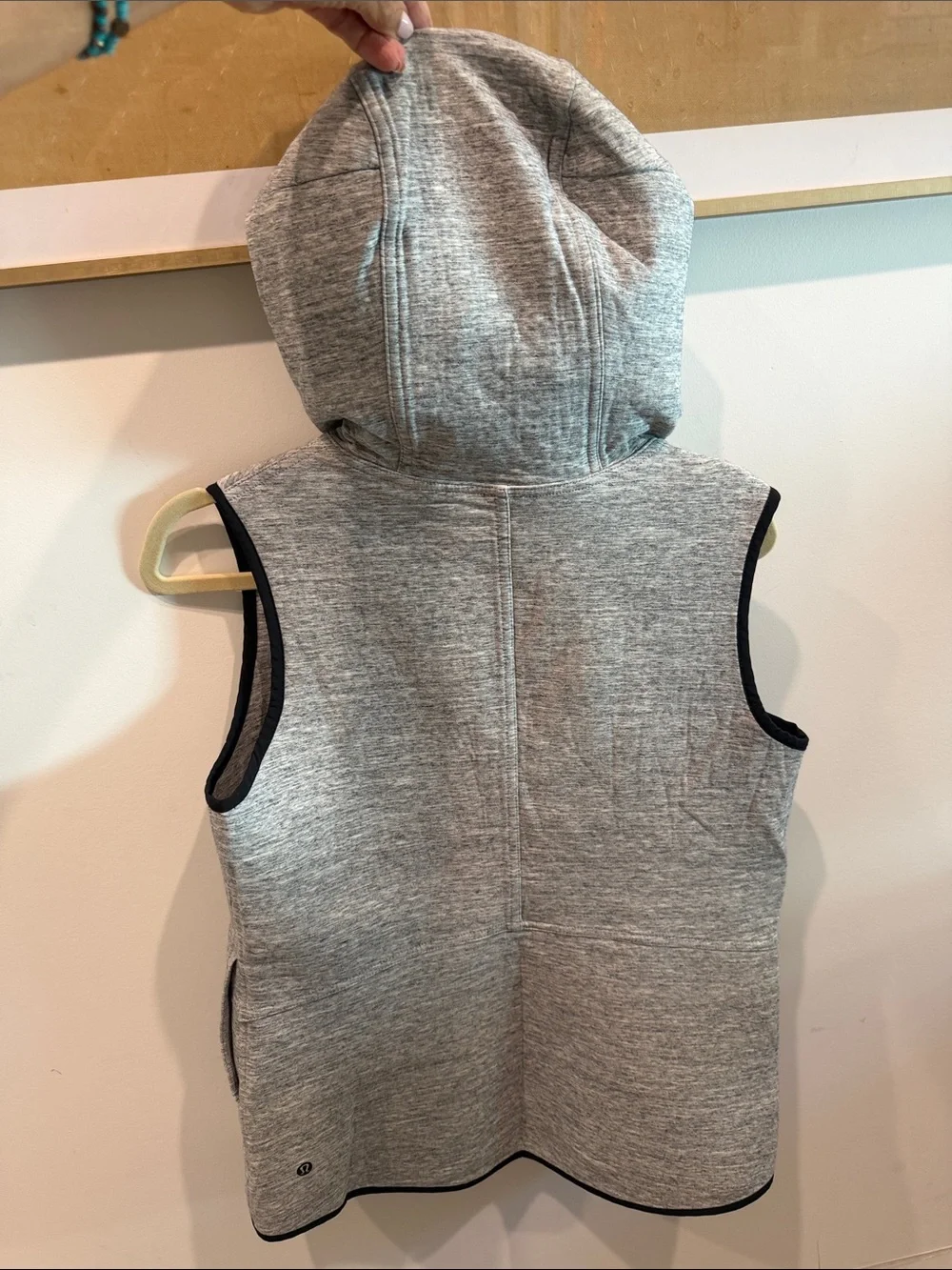 lululemon athletica Heather Gray Sleeveless Hooded Zip Vest with Black Trim